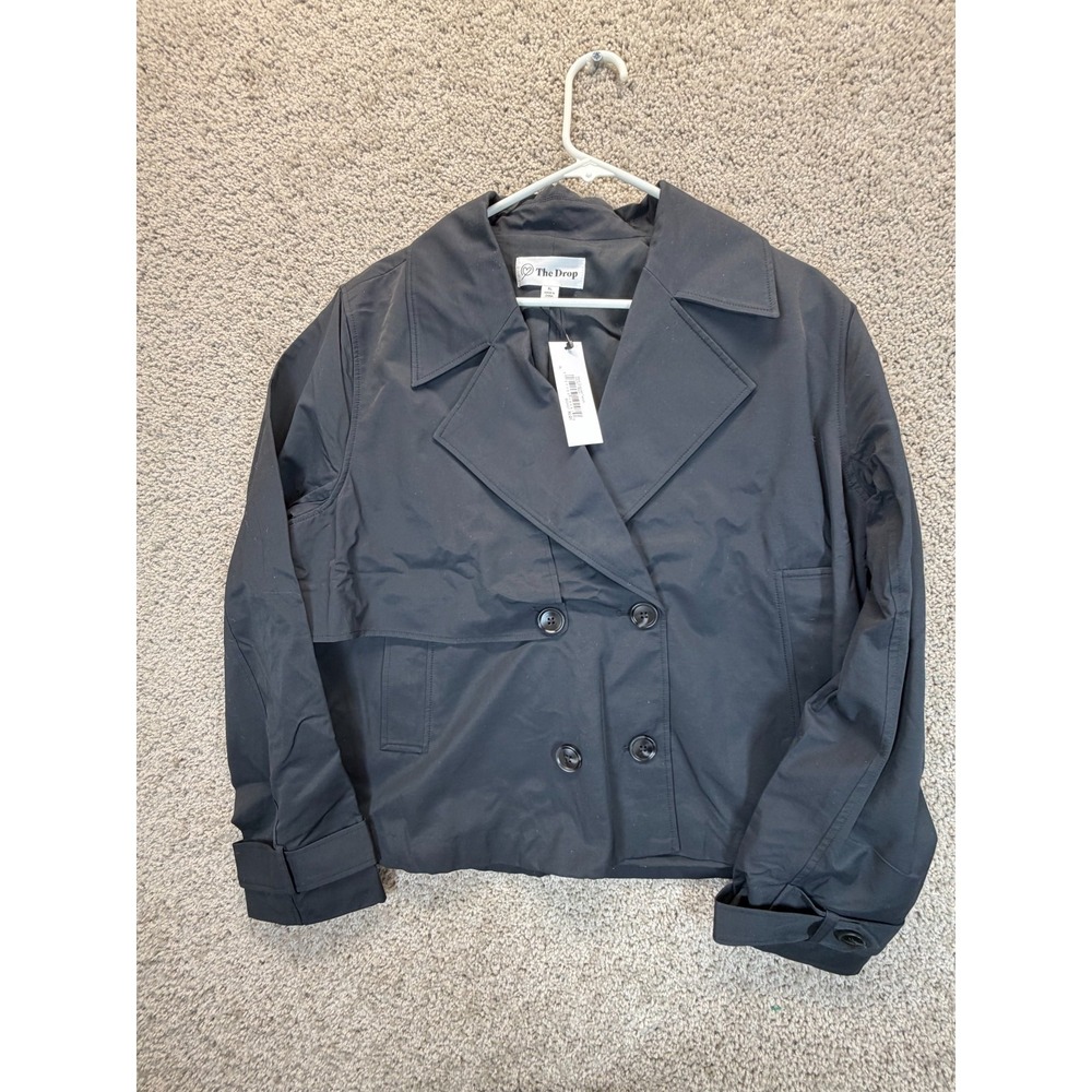 NWT -  The Drop Women's‎ Mara Cropped Trench Black size XL